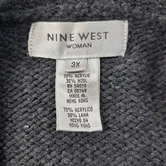 Nine West Women's Faux Pearls Embossed Charcoal Sweater/Cardigan Size 3X - Picture 13 of 15